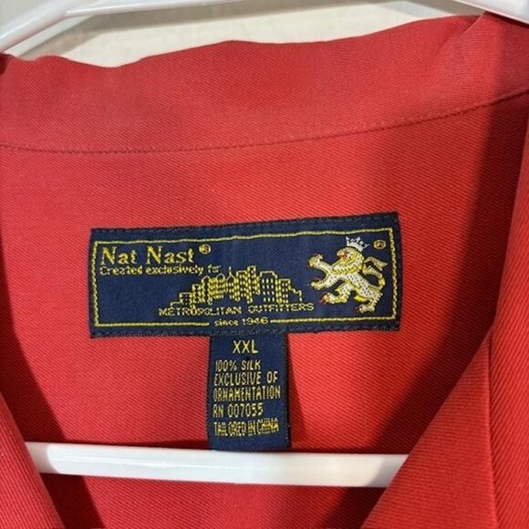 Nat Nast Shirt Mens 2XL Red Silk Camp Christmas Embroidered Pinup Dear Santa - Picture 4 of 6